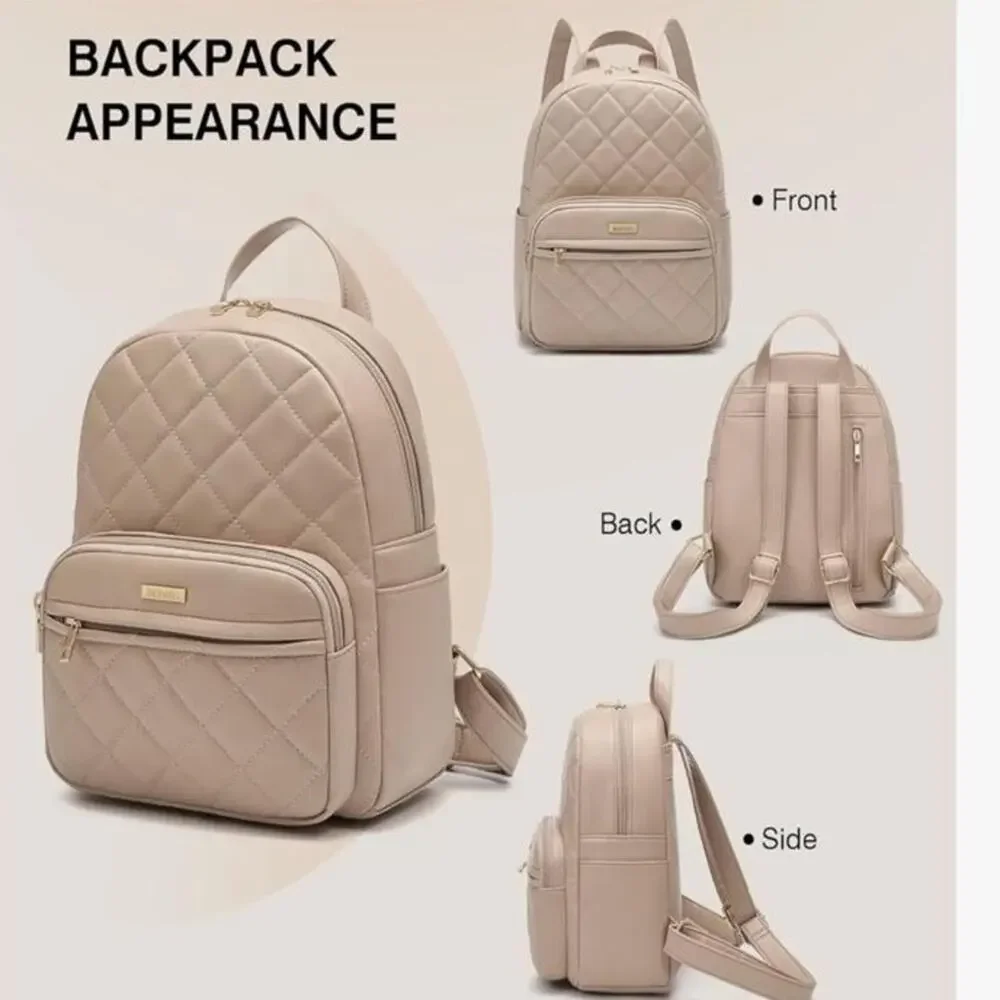 NWT Marvolia Mini Backpack for Women - Vegan Leather Small Fashion Purse Khaki